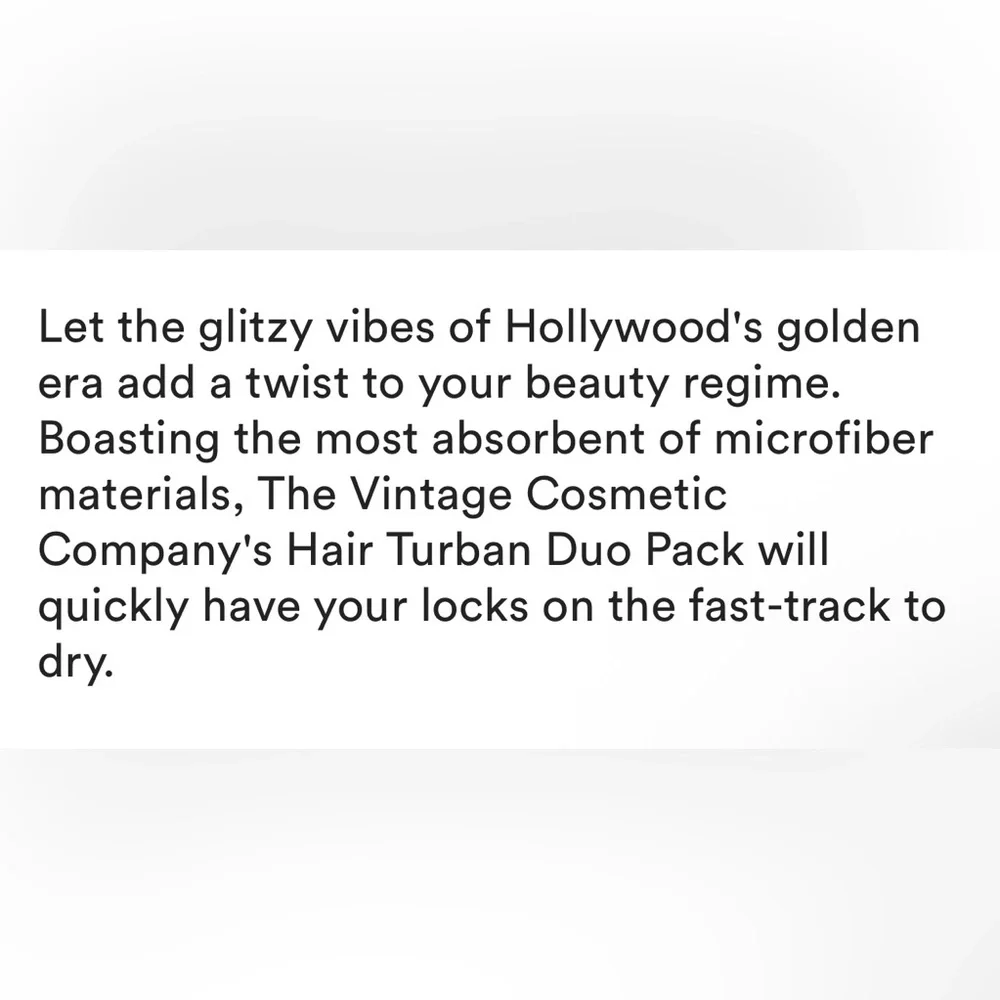 The Vintage Cosmetic Company‎ Microfiber Hair Turban 2-Pack